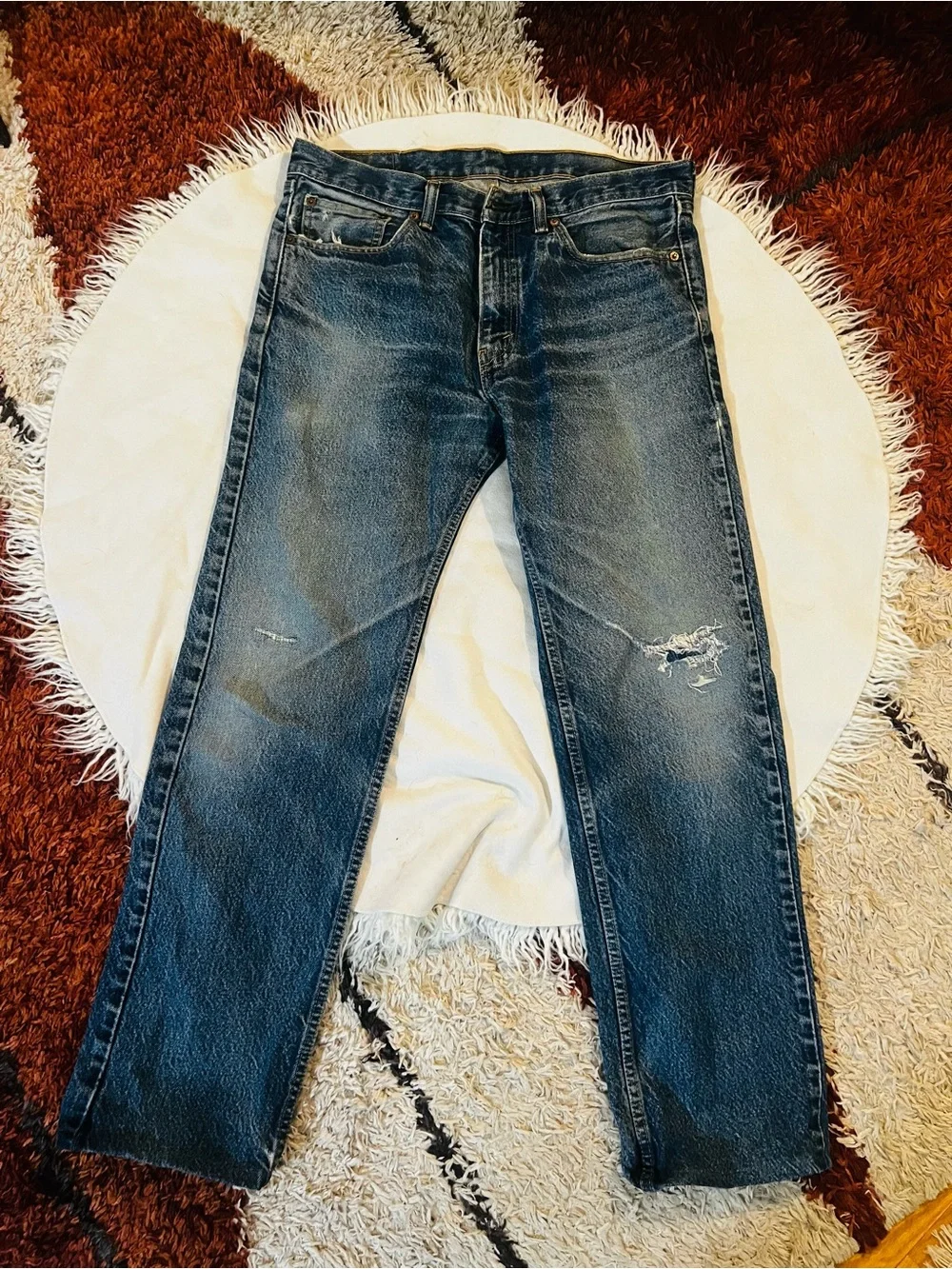Men's Levi 505 Distressed Blue Denim Jeans